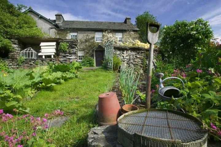a small house in a garden