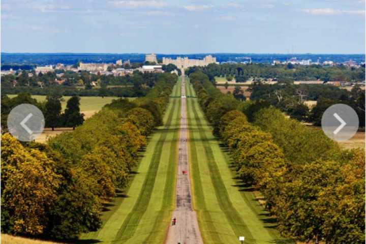 a large long train on a train track with trees in the background