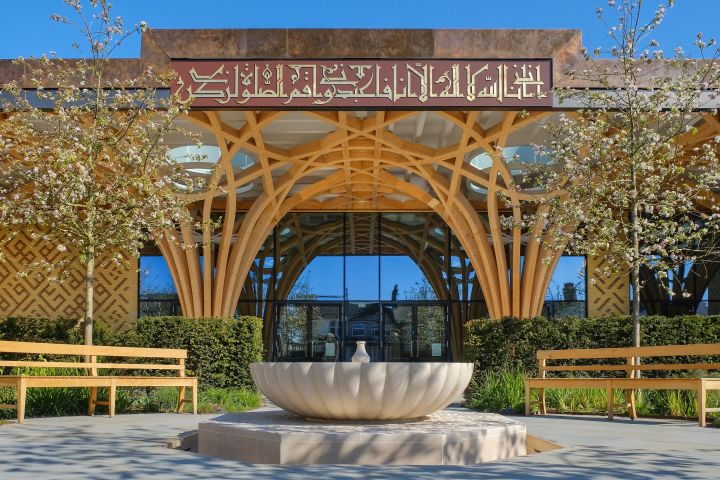 a bench in front of a building
