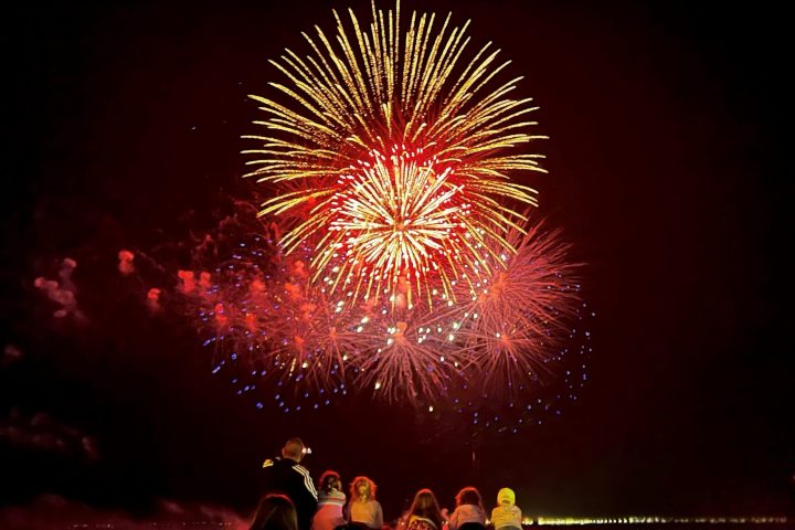 a group of fireworks in the sky